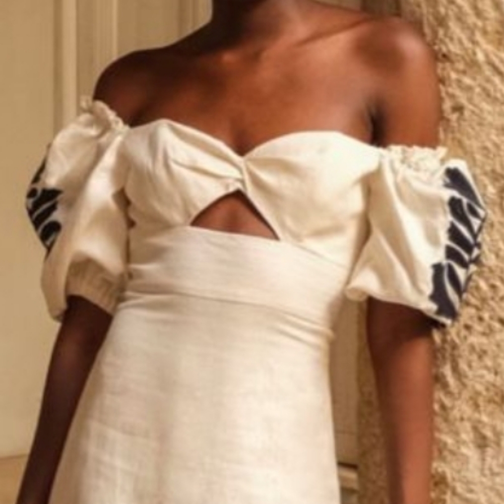 Andres Otalora Linen Off Shoulder Dress - Picture 2 of 6